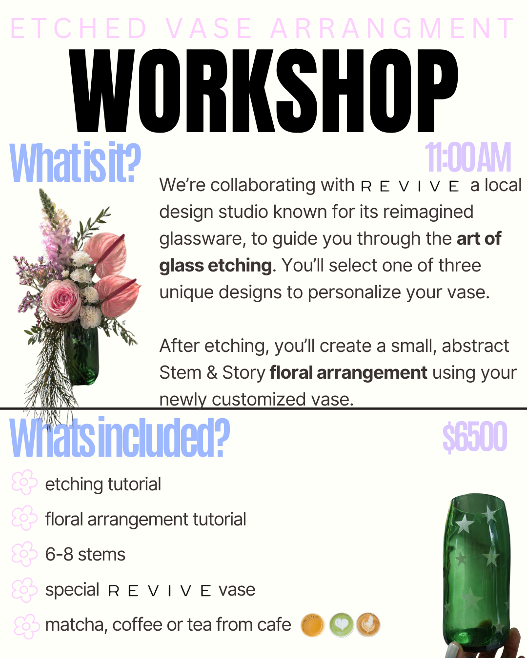 ETCHED VASE ARRANGEMENT MAY 3rd
