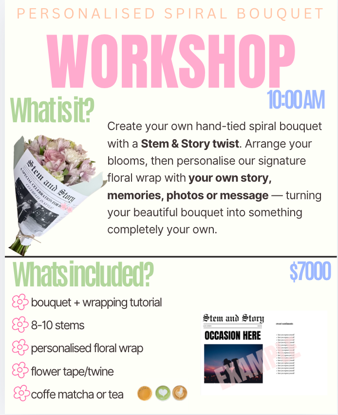 LAST WORKSHOP OF THE YEAR- S&S Personalised Bouquet Oct 4