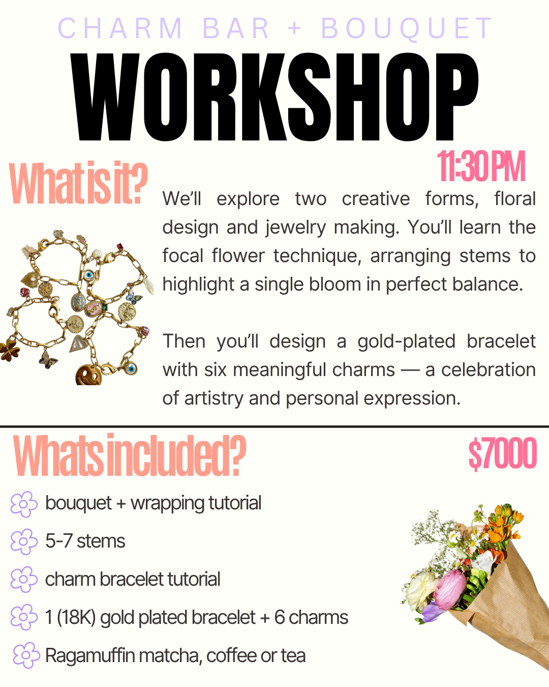 CHARM BAR + BOUQUET Workshop Oct 26