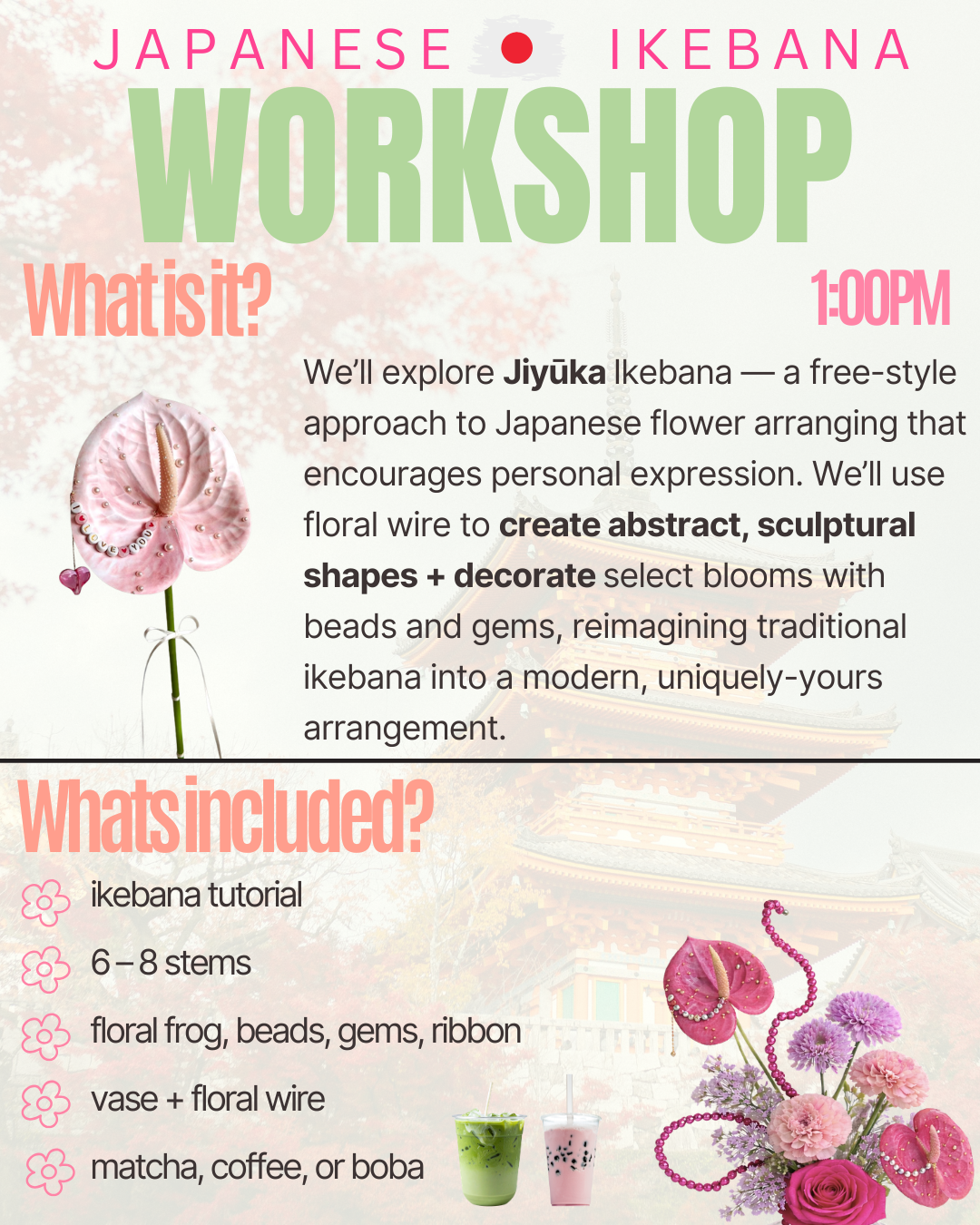 AUG 9 TOTE EMBROIDERY AND JAPANESE IKEBANA