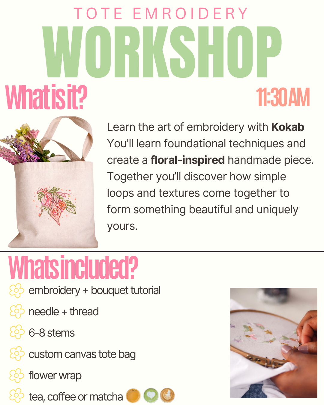 AUG 9 TOTE EMBROIDERY AND JAPANESE IKEBANA