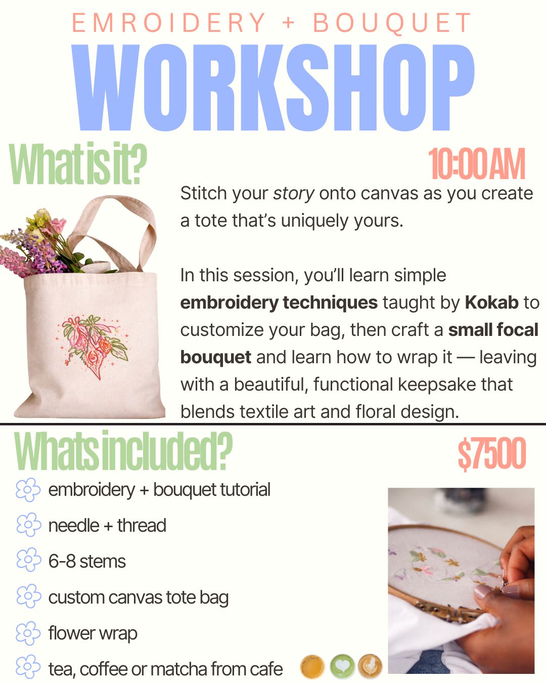 EMBROIDERY + BOUQUET June 14
