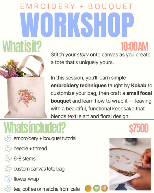 EMBROIDERY + BOUQUET June 14