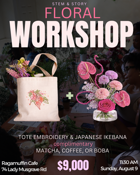 AUG 9 TOTE EMBROIDERY AND JAPANESE IKEBANA
